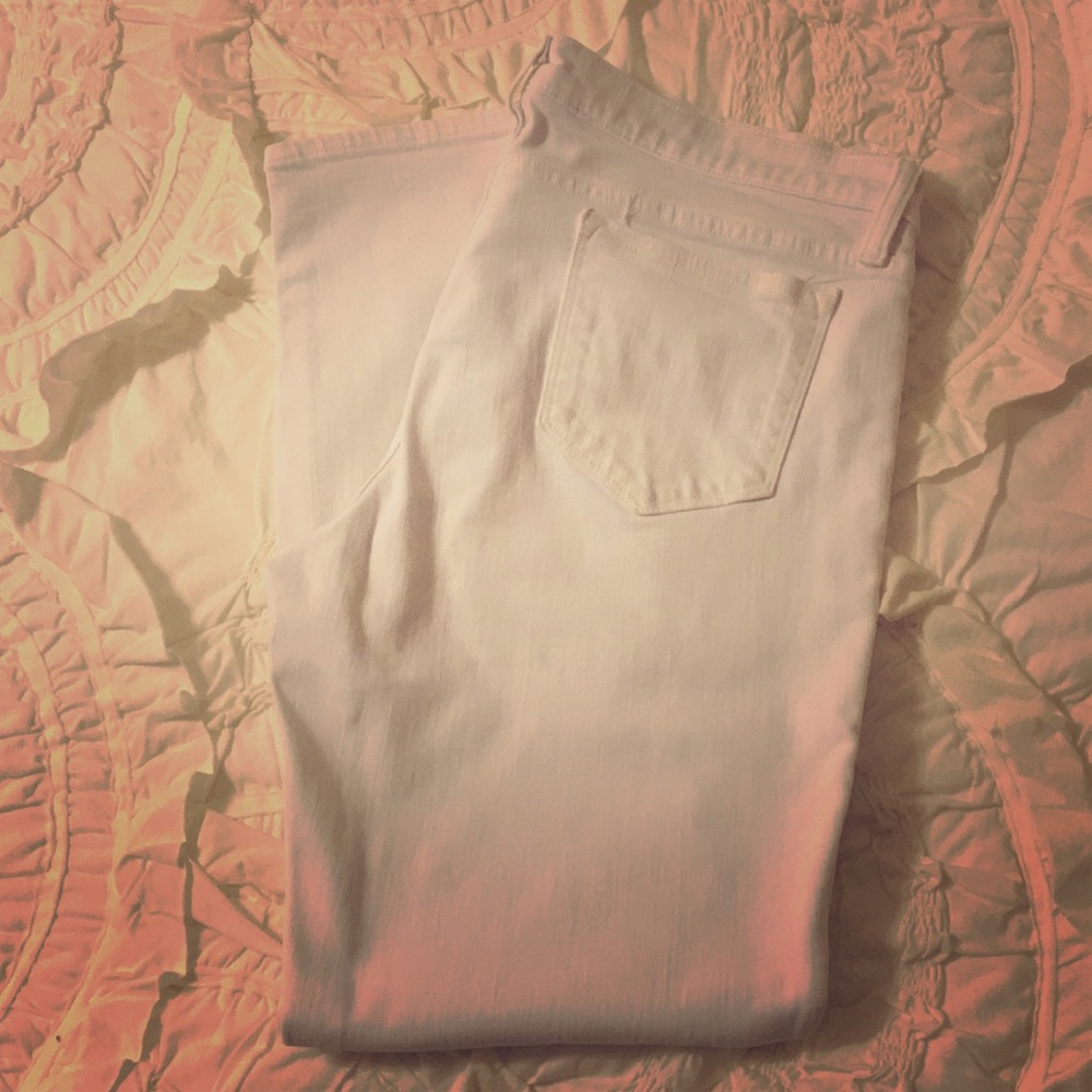 White ankle toothpick J Crew white jeans